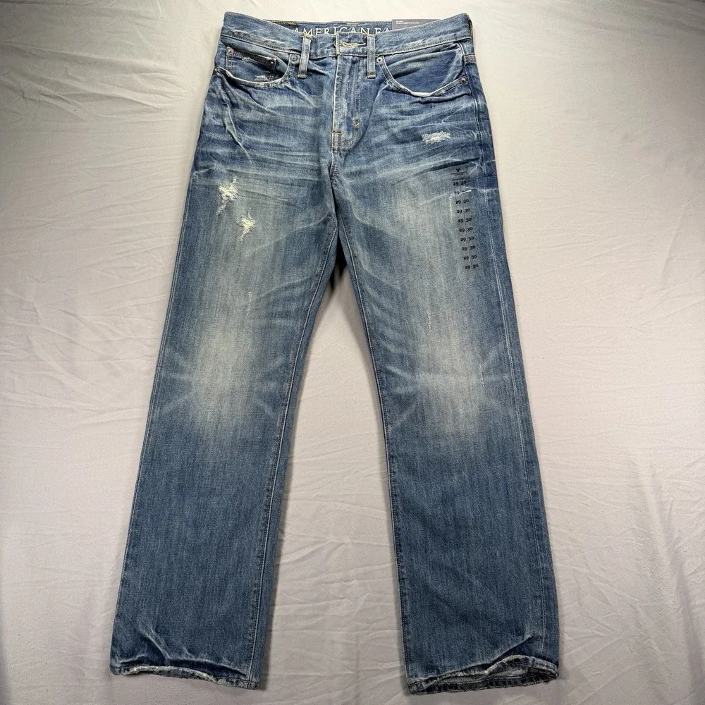 American Eagle Jeans Mens 29x30 Relaxed Fit Denim Straight Leg Work Pockets NWT